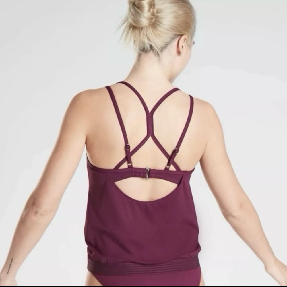 Athleta Cross Back Swim Tank Size 34B/C Velvet Plum NWT